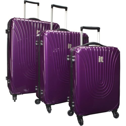 IT Luggage Shiny Andorra Ultra Lightweight 3 Piece Luggage Set (Purple)