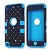 Vogue shop Hybrid 3-Piece Silicone Hard Back Cover Case with Rhinestone Diamond Design for Apple iPod Touch 5 - Black / Blue