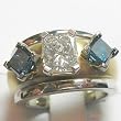 14K Two-Tone Gold Blue and White Diamond Ring