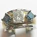 14K Two-Tone Gold Blue and White Diamond Ring