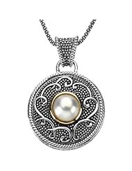 14K Yellow Gold and Sterling Silver 10 MM Fresh Water Cultured Pearl Necklace