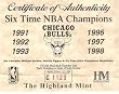 1997 Highland Mint "LIMITED EDITION" NBA Basketball Collectible Medallions Set: Six Time NBA Champions 3-Coin Bronze Matched Set: Michael Jordan / Scottie Pippen / Chicago Bulls