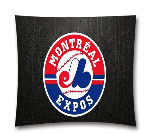 Penny.G Blooded MLB Square Throw Pillow Cushion Covers, Montreal Expos Cotton Pillowcase for Couch, Sofa and Bed-Thanksgiving Day, Christmas Gift