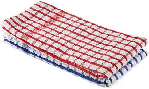JoetiTM 100% Cotton High Quality 6 Pack Dish Towel Set (red and blue)