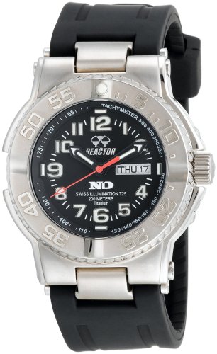 REACTOR Mens 58481 Trident Never Dark Black Dial Titanium Rubber Strap Sport Watch