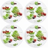 Nuova R2S - 711SLD - Coffret 4 Assiettes Calottes - Décor Salade - Porcelaine