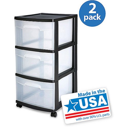 Sterilite 3 Drawer Cart Black Set Of 2 Hjbfkdgjkm