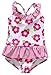ALove Baby Girl's Floral One Piece Striped Ruffle Swimsuit 18-24 Months