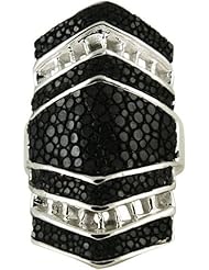 Black Finger Ring - Genuine Stingray Skin Leather