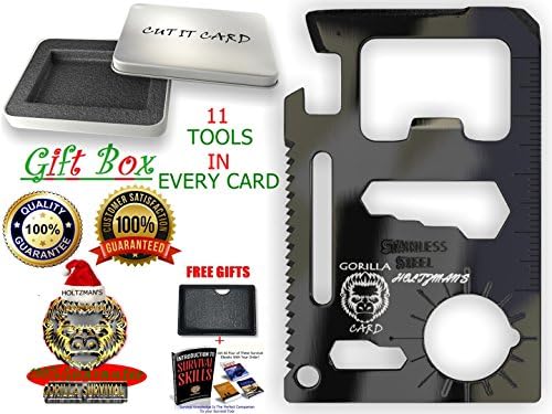 Multipurpose Credit Card Sized Survival Multitool Gift Tin Box: This Multi-Use Tool is Sized to Easily Fit in Your Wallet or Pocket (Gift Tin Black)