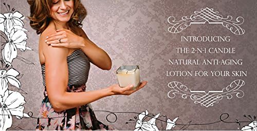 Lotion Candle Garden Gift Set for Him or Her - Hand Poured Massage Candles for Self Care in French Fig & Amber, Rose & Grapefruit, Rosemary & Lavender, Citrus Basil & Wild Mint