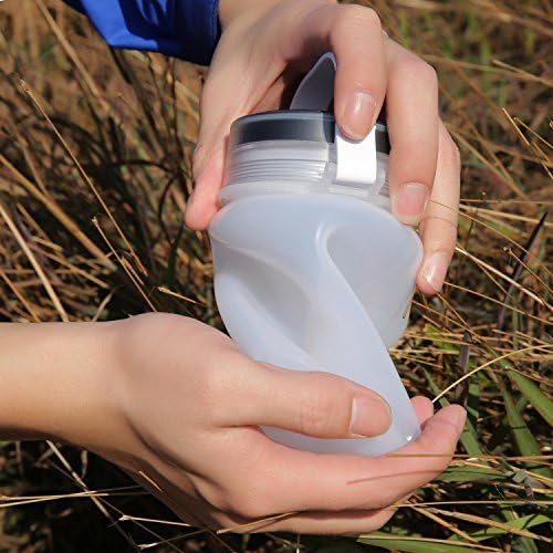 Waterproof Solar Powered Led Camping Lantern Light ,Hison Multi-Functional Camping Lamp Folding Silicone Bottle Lantern SOS Emergency Flashing Lights Storage Container for Camping,Boating, Kayaking, Hiking, Snowboarding, Rafting, Fishing and Backpacking (Powered By Solar Panel and USB Charging,3 Brightness Modes,White)