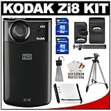 Kodak Zi8 Pocket Video Camera (Black) + Tripod + 8GB 2-Pack Cameta Accessory Kit