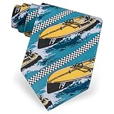 Retro Speedboats Tie by RM Style - Blue Silk
