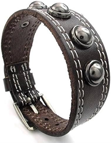 Purplebox Mens Womens Adjustable Leather Bracelet Punk Cuff Bangle