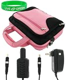4n1 Combo Acer Aspire One AOD250-1706 10.1-Inch Deluxe Netbook Carrying Case with Car Charger and AC Power Adapter Charger - Pink