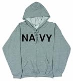 Fox "NAVY" Physical Training Sweat Set With Zip-Front Hoodie, Heather Grey, XLarge