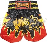 Thawat Black Tiger Flame Muay Thai Boxing Shorts, XL