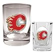 Calgary Flames NHL Rocks Glass & Square Shot Glass Set - Primary Logo by Great American Products