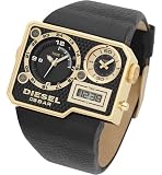 Diesel Men's DZ7102 Analog and Digital Gold-Tone Stainless Steel and Black Leather Watch