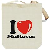 I Love Malteses Dogs Tote Bag (Beige, Canvas, Unisex)