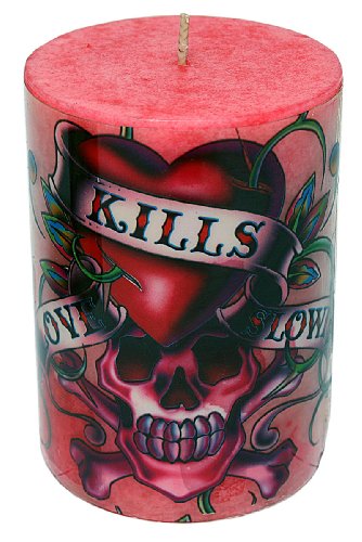 Ed Hardy Candle 3 by 4 Scented Mottled Pillars, Love Kills Slowly