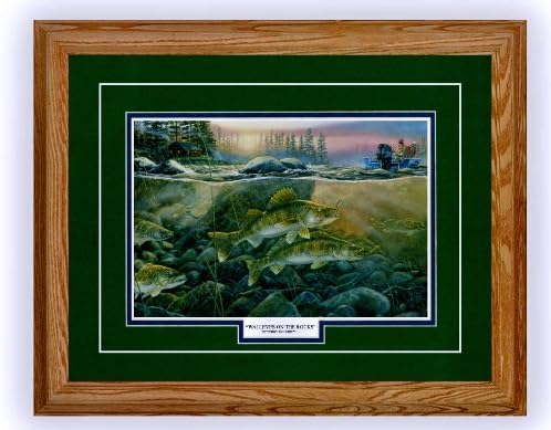 Framed & Matted Wildlife Art "Walleyes On The Rocks"