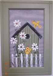 Large Painted Screen - Birdhouse (w/ birdies)