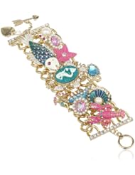 Betsey Johnson "Jewels of the Sea" Mermaid Multi-Charm Wide Toggle Bracelet, 8"