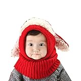 Winer うさぎちゃん風 ニット帽 ニット帽子 ベビー キッズ 赤ちゃん 子 子供 用 かわいい 防寒 (レッド) [並行輸入品]