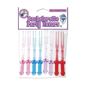 Pipedream Products Bachelorette Party Cocktail Picks 8pack, Pink, Blue, Purple, Red