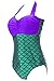 Women Holographic Mermaid High Waisted One Piece Bikinis Bathing Suits , Purple, Large