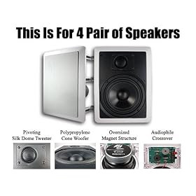 8 MA Audio MAQ-650-18PKG Home Theater In Wall Surround Sound Speakers