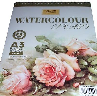 Watercolour Pad 180Gsm 24 Sheets A3 Acid Free For Watercolour Paints