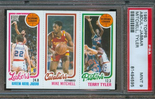 1980 Topps #56, 81, 132 Kareem Abdul-Jabbar Los Angeles Lakers Basketball Card Professionally Graded PSA 9 Mint