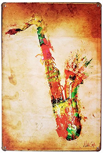 ERLOOD Music Saxophone Retro Vintage Tin Sign 12