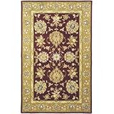 Safavieh Traditions Collection TD606C Handmade Red and Gold Wool and Silk Round Area Rug, 6-Feet