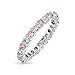 Bling Jewelry Simulated Pink Topaz and Clear CZ Stackable Eternity Band Ring 925 Sterling Silver