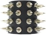 Leather 4 Row Nail Spiked Bracelet punk rock GOTH