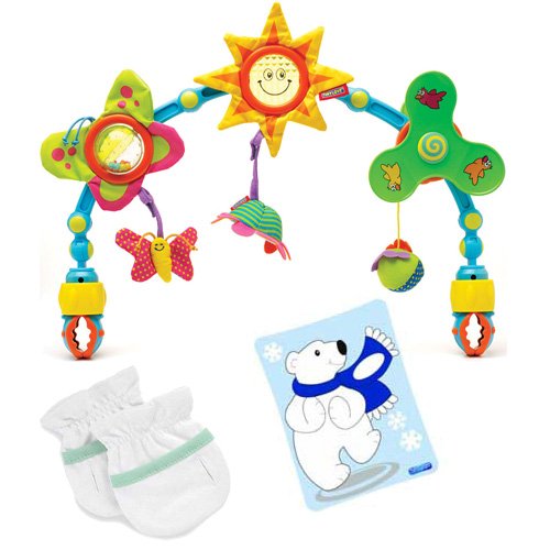 Tiny Love Sunny Stroll Arch with The First Years 2 Pack No Scratch Mitts and First Aid Cold Pack Baby Bundle
