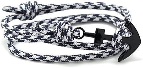 North Street Bracelets Black Anchor Bracelet (Navy & White)