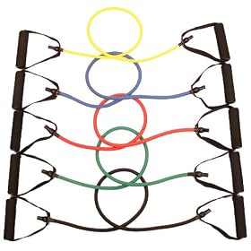 NEW Set of 5 Resistance Bands Great for P90x, Insanity, and Any Home Workout Exercise Including Physical Therapy