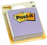 Post-it Note Pads, 3 in x 3 in,.Assorted Colors - 4 ea