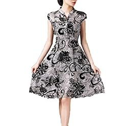 V-neck Cotton/Polyester/Silk Empire   Waistline Summer Cap Sleeves  Dress