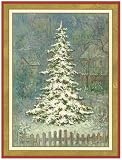 Caspari Box of 20 5-1/4 by 6-3/4 Holiday Notecards, Winter Tree