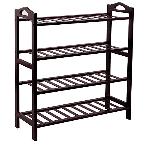 Songmics 100% bamboo 4-tier shoe rack entryway shoe she…