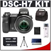 Sony CyberShot DSC-H7 8.1 Megapixel Digital Camera with 15x Optical Zoom + Lexar Media 1GB 40x Platinum II Series Memory Stick (MS) PRO Duo Card + High Speed USB 2.0 Memory Stick (MS) Card Reader + Digital Camera Case