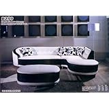 NEW 3PCS LEATHER MODERN SECTIONAL SOFA SET, ITEM BM-B299-BLACK/WHITE