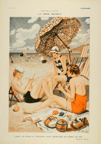 1931 Georges Pavis Art Deco Beach Swimsuit French Print - Original Print