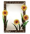 20" Hand Sculpted Metal Daisy Flower Decorative Rectangular Wall Mirror